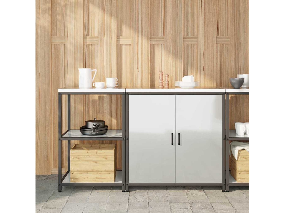 Vidaxl Conjunto De Armazenamento De Cozinha Hattem 2 Unid. Prateado