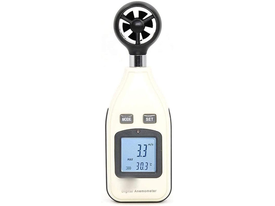 Anemômetro Digital Mini, Medidor de Velocidade do Vento e Temperatura, 0.3 a 30m/s