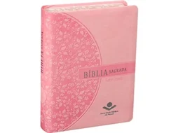 Livro Biblia Sagrada Letra Grande Capa Rosa Claro de Sbb (Português)