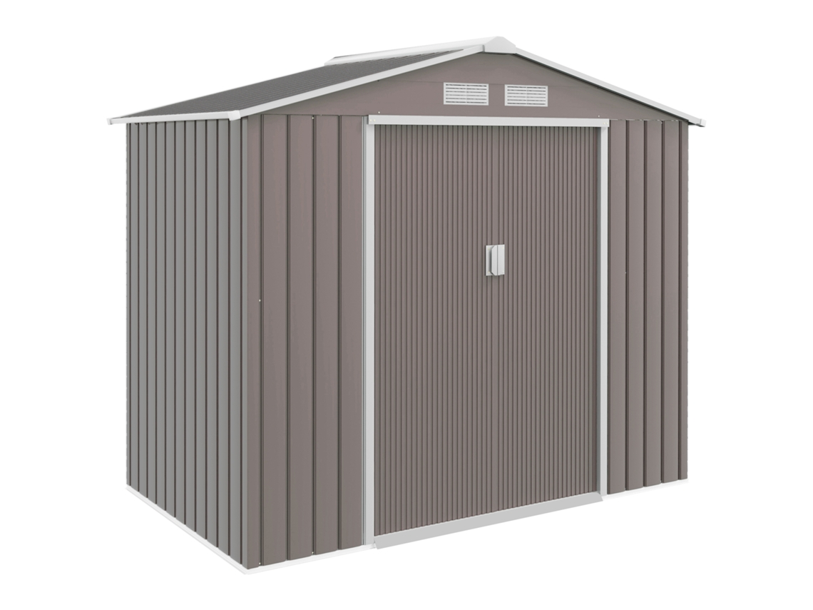 Galpão para Ferramentas com Portas de Correr 2,13x1,30x1,85m Metal Cinza BTFORUS