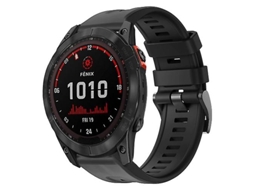 Bracelete para Garmin Fenix 7X Fivela de Metal Solar Cor Sólida Silicone Pulseira Relógio Preto VENISYMLIS