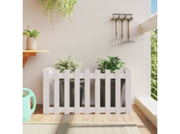 Vidaxl Canteiro Elevado Design Cerca 100x50x50 Cm Pinho Maciço Branco