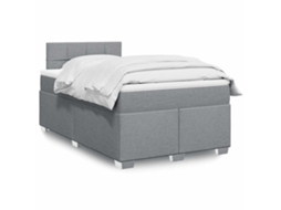 Vidaxl Cama Boxspring Com Colchão 120x190 Cm Tecido Cinzento-claro