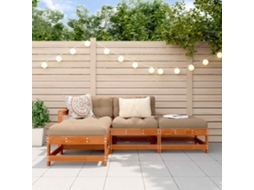 Vidaxl Conjunto De Lounge De Jardim 4 Unid. Castanho Encerado