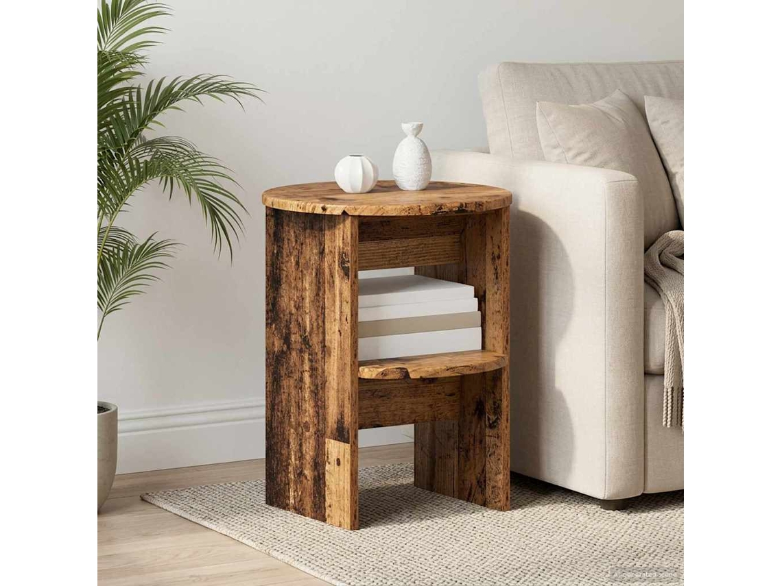 Vidaxl Armário Lateral Madeira Antiga Ø40 X 50 Cm Madeira Engenheirada