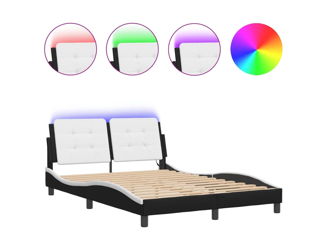 Bed Frame, Bed Frames Vidaxl Preto Couro Artificial (120 X 200 Cm)