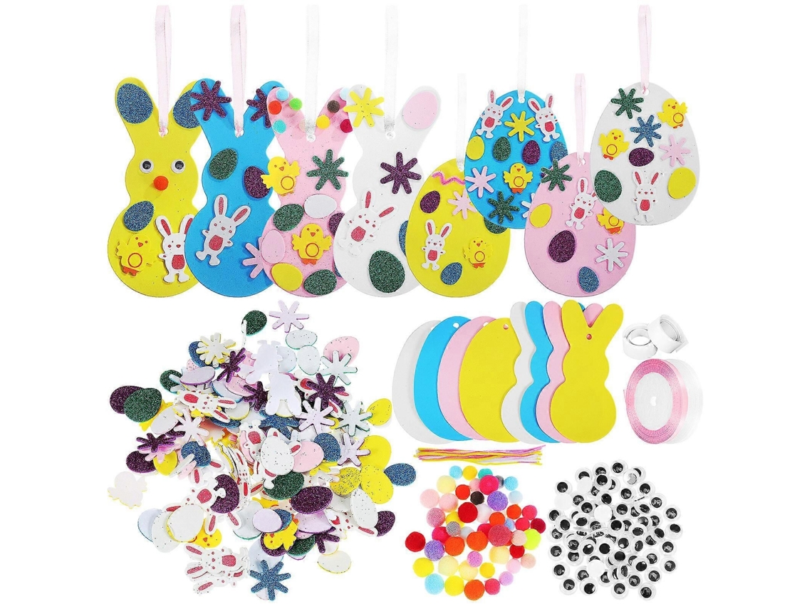 Kit Artesanal De Páscoa Com Coelho E Ovos Para Decoração