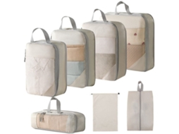 Conjunto de 7 Sacos de Compressão Leves para Mala e Mochila AQUAFORGE