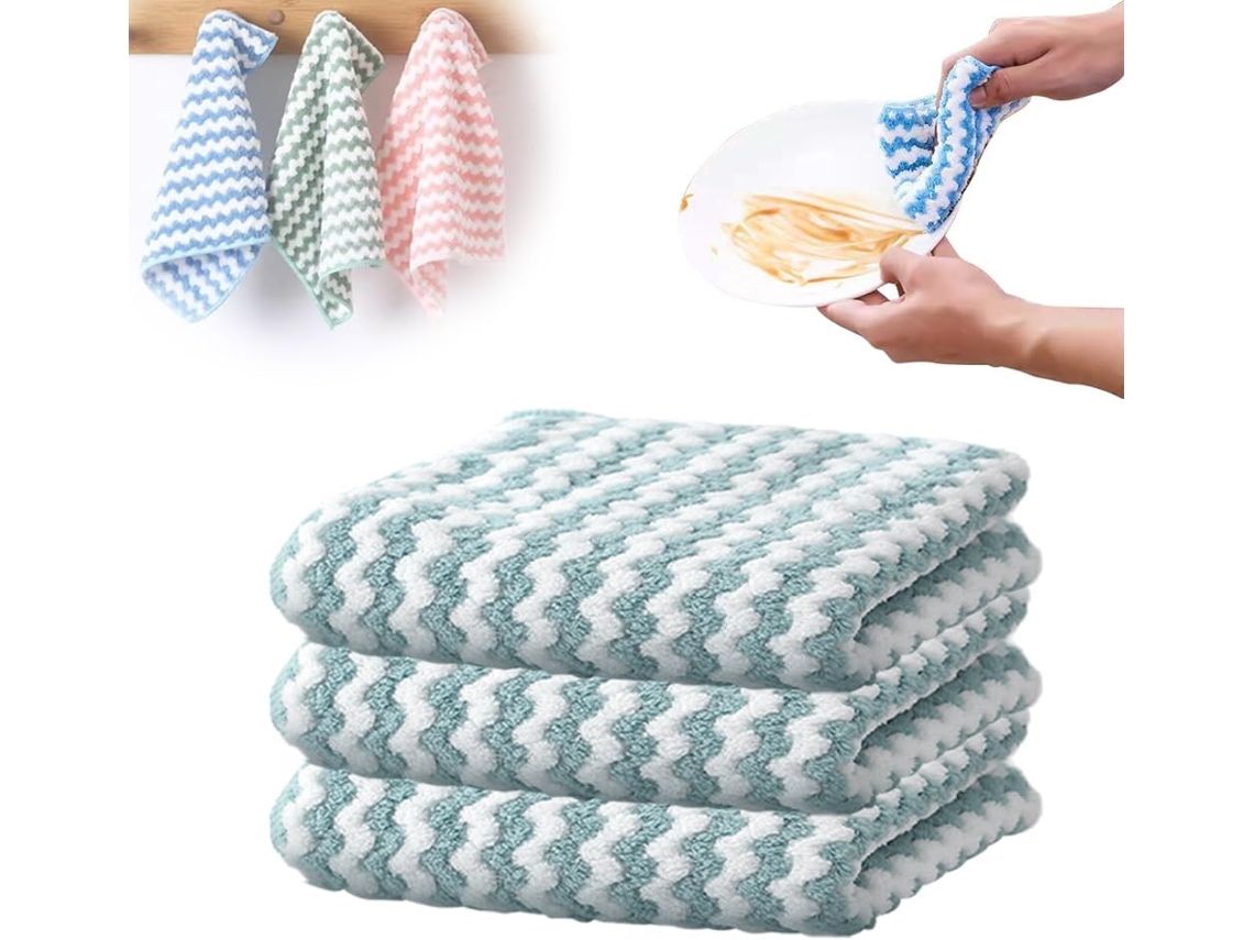 Pacote Com 3 Panos De Limpeza De Microfibra, Alta Absorção, 25 Cm