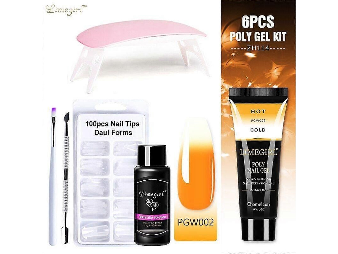 Kit de Unhas Gel Poly com Lâmpada Uv 6w, Rápido Ferramentas para Manicure GOKOCO