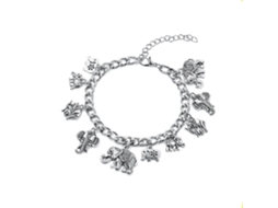 Pulseira De Liga Com Pingentes De Elefante Acessório Vintage Unisex