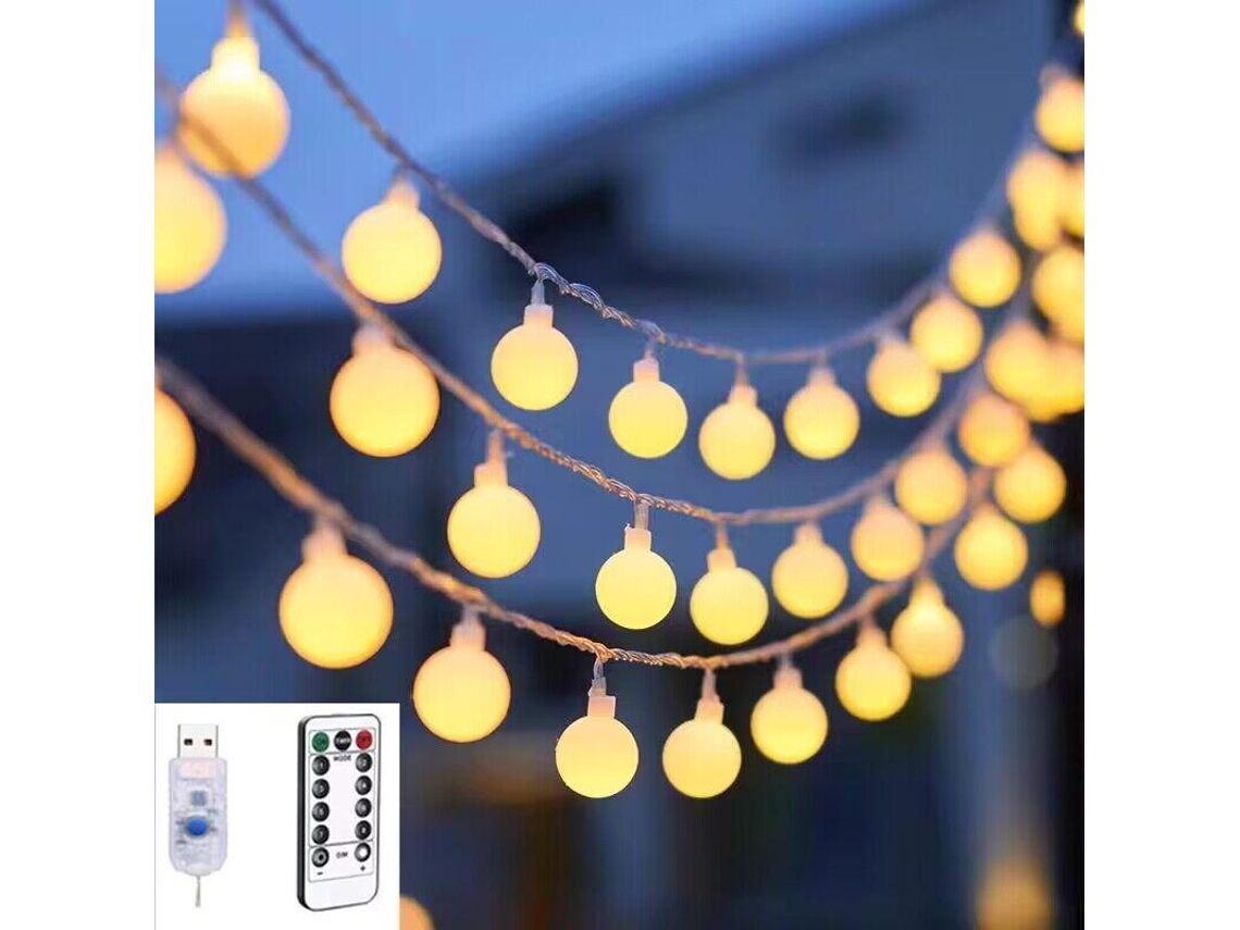 Guirnalda solar con 80 LED para exteriores, resistente al agua, ideal para jardín, balcón, Navidad y camping (blanco cálido)