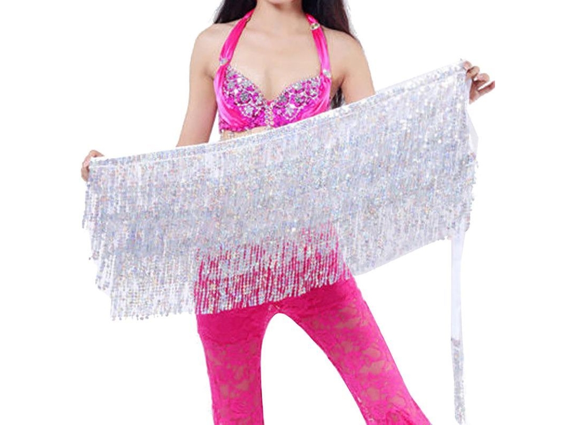 Lenço de Quadril de Dança do Ventre com Strass Decoração Atraente Viscose para Dança do Ventre Plata