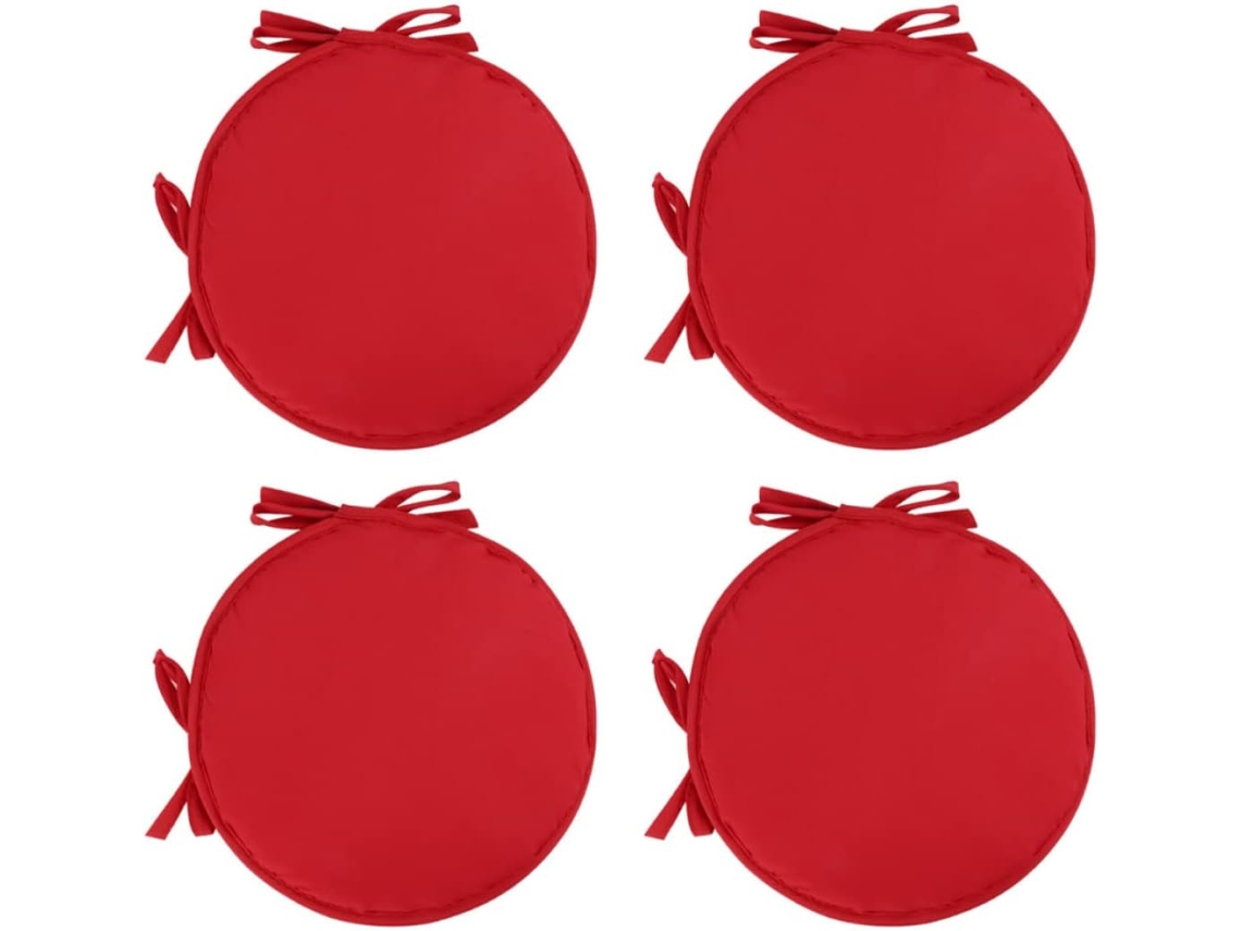 Almofadas Para Cadeiras De Cozinha E Sala Jantar, Conjunto De 4 Peças, 38cm 14, 96 Polegadas, Cor Vermelho Escuro