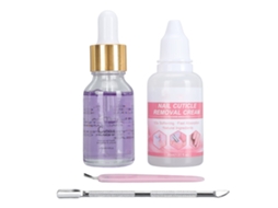 Kit De Cuidado Com Cutículas De Unhas Com Óleo E Creme Hidratante E Pusher De Aço Lavanda Ls152