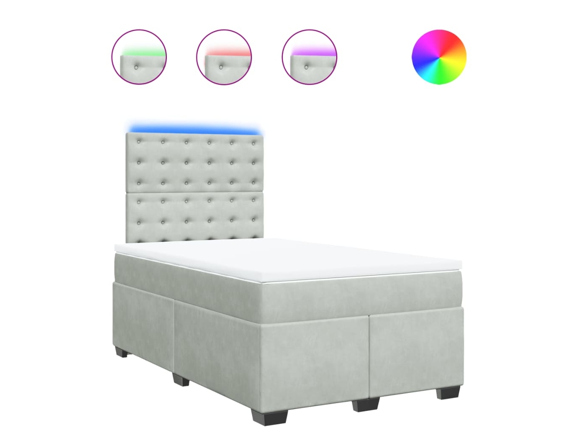 Cama Boxspring com Colchão Veludo Cinzento Claro MAISON EXCLUSIVE (120x200 cm)