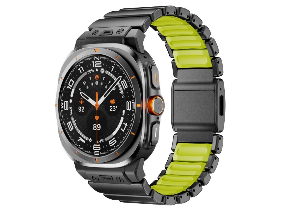 Bracelete Silicone com Fecho Magnético e Revestimento em Aço Inoxidável Preto e Verde para Samsung Galaxy Watch Ultra XIAOMOYU (47mm)