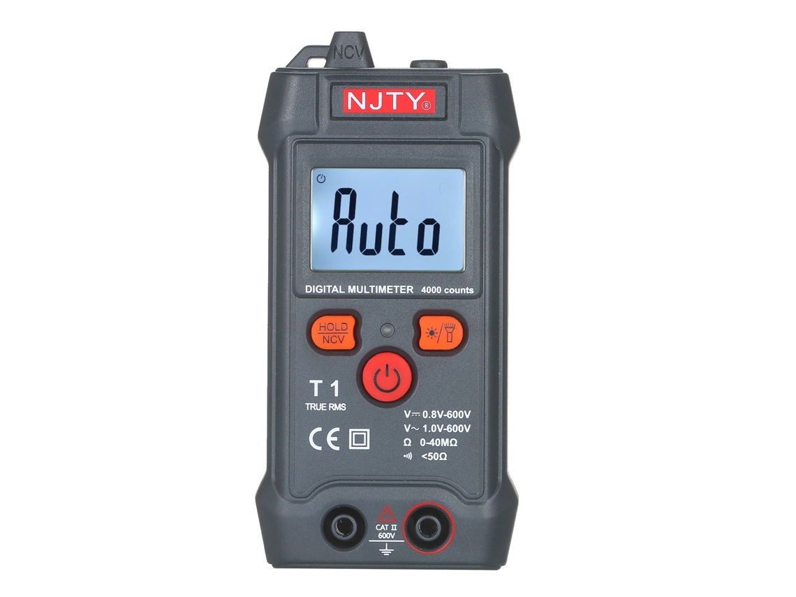 Njty Multímetro Digital Lcd Do Tamanho Da Palma Da Mão Faixa Automática Ncv 4000 Contagens True Rms Smart Universal Tester 600V Voltímetro O Preto