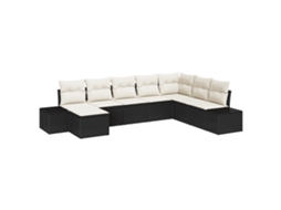 Conjunto 8 Sofá Exterior Vidaxl Preto Vime Pe (319 X 209 X 85 Cm)