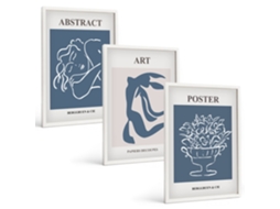 Pinturas Murais Modernas Padrões Abstratos Elegantes Ao Estilo Matisse Moldura Branca Pinturas De Quarto Espelharte (3 Piezas De 40x60 Cm)