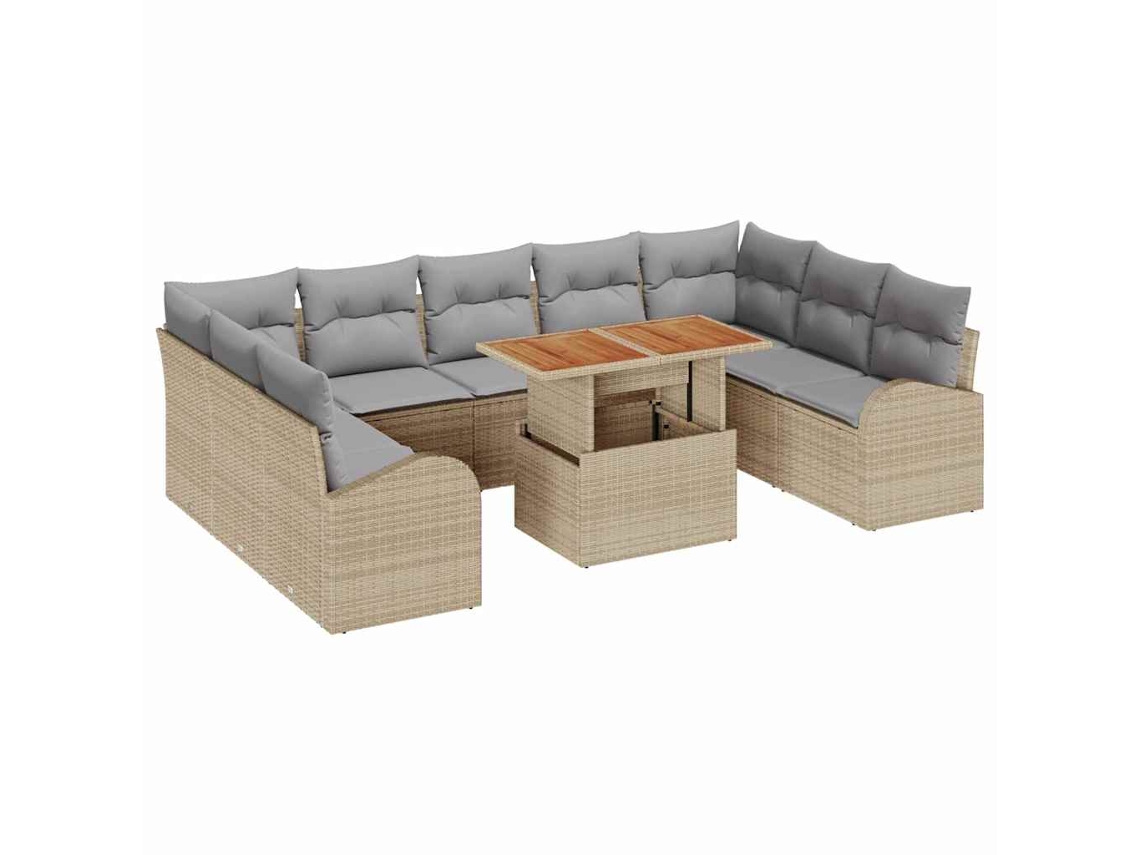 Maison Exclusive - Conjunto De Sofá De Jardim 10 Pcs Bege Rattan Sintético