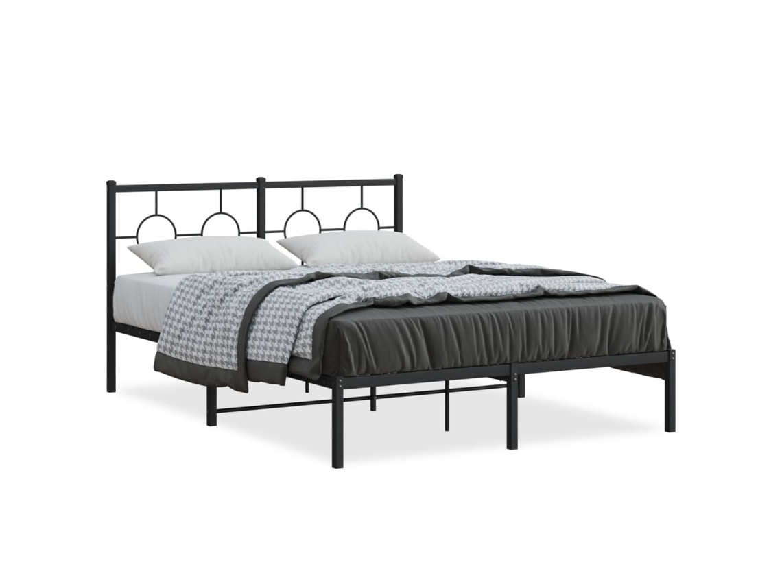 Estrutura de Cama com Cabeceira Metal Preto MAISON EXCLUSIVE 140x200 cm