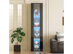 Vitrine Multifuncional 40x29x170cm Vidro Led App Preta VELTRIX