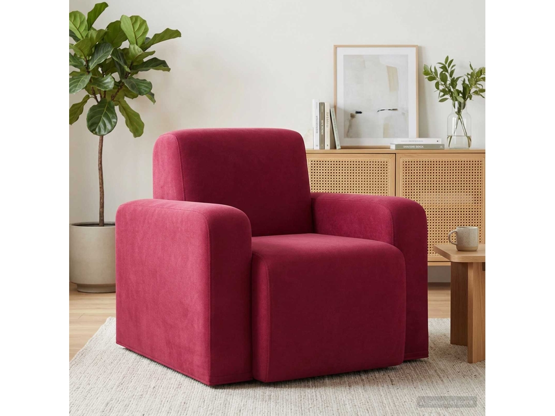 Vidaxl Poltrona Vinho Vermelho Veludo