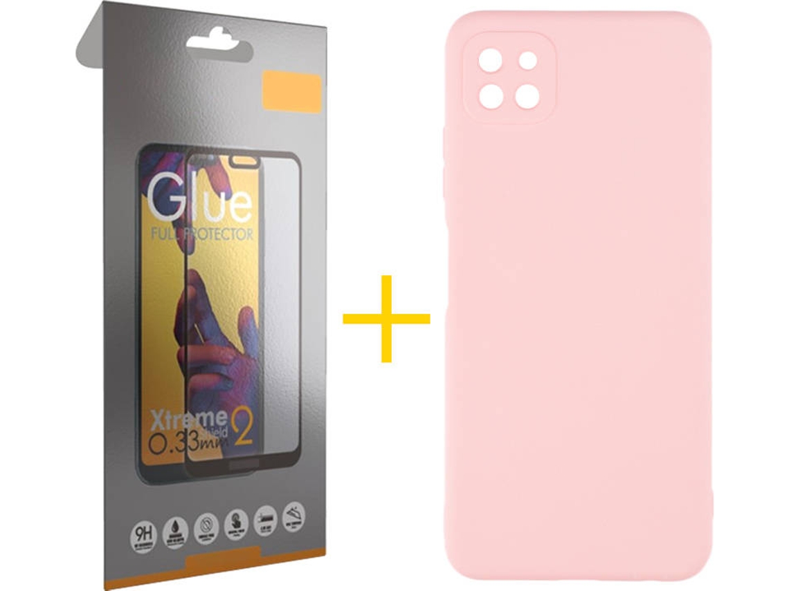 Capa e Película de Vidro Full Samsung A22 5G SKYHE Silicone Líquido Rosa