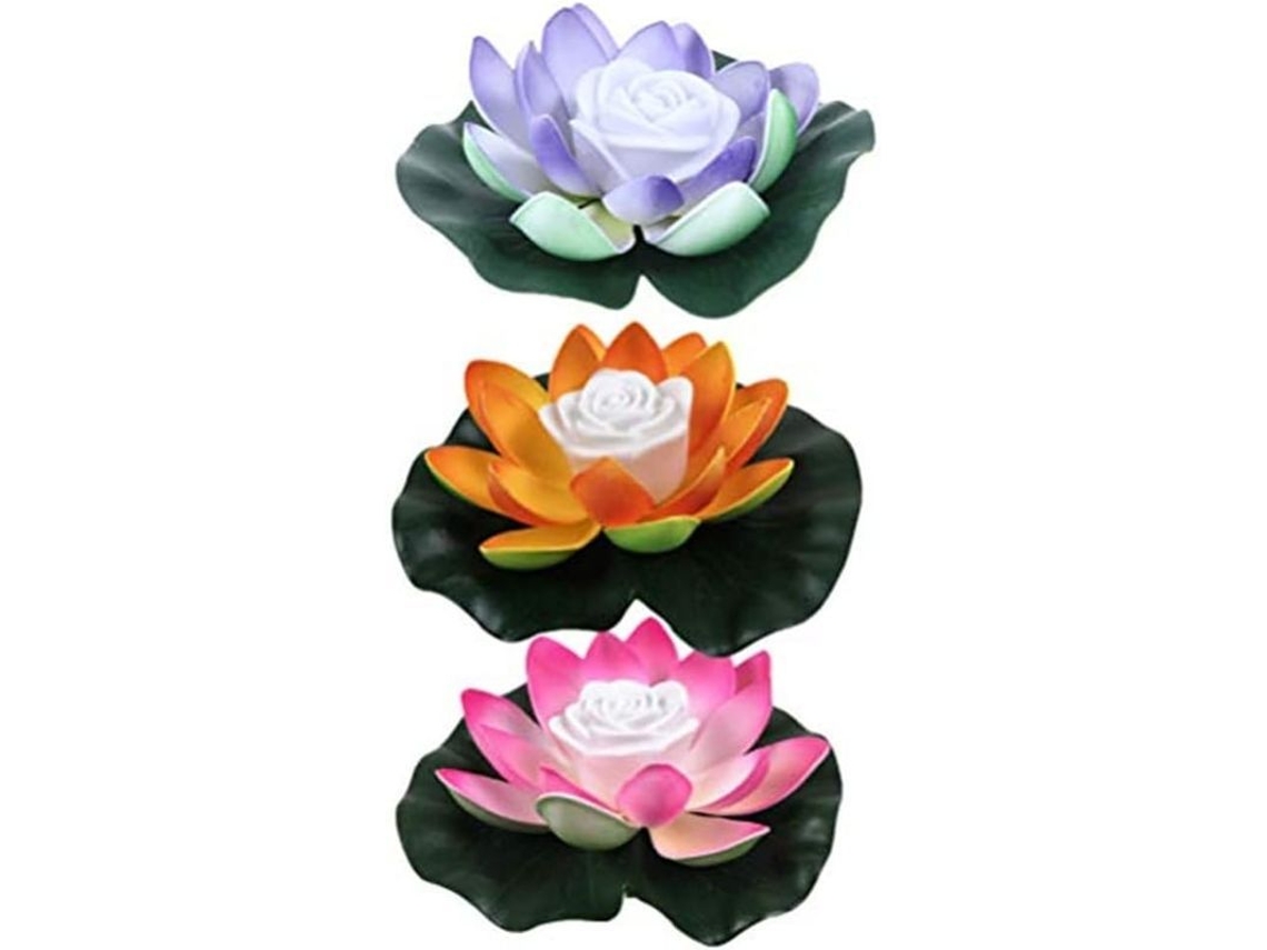 Lâmpada Solar Led Nova Line de Lotus, 18cm, Pacote de 3