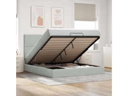 Vidaxl Estrutura Cama Otomana Colchões 200x200cm Veludo Cinzento Claro