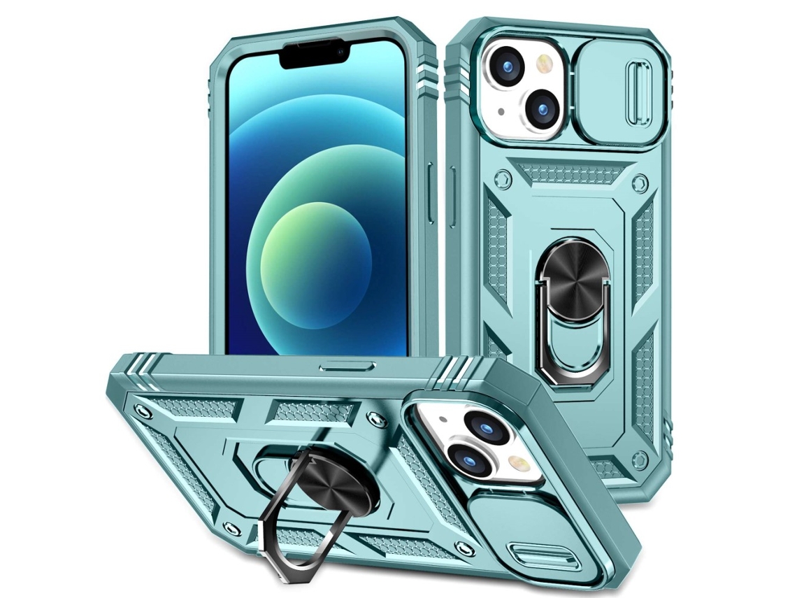 Suporte Casa Para Iphone 14 Pele Sintética Com Porta-cartões Verde