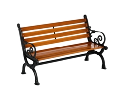 Banco de jardim de 2 lugares em alumínio e madeira com ripas e braços 120x64x79cm teca BTFORUS