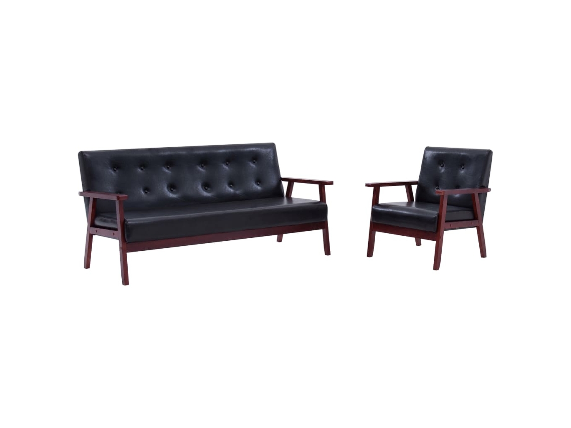 Sofa Set, Sofa Sets Vidaxl Preto Couro Artificial (n/a)