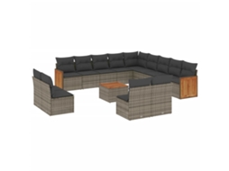 Conjunto de 14 Sofás P/ Jardim C/ Almofadões Vime Pe Cinzento MAISON EXCLUSIVE (14 pcs)