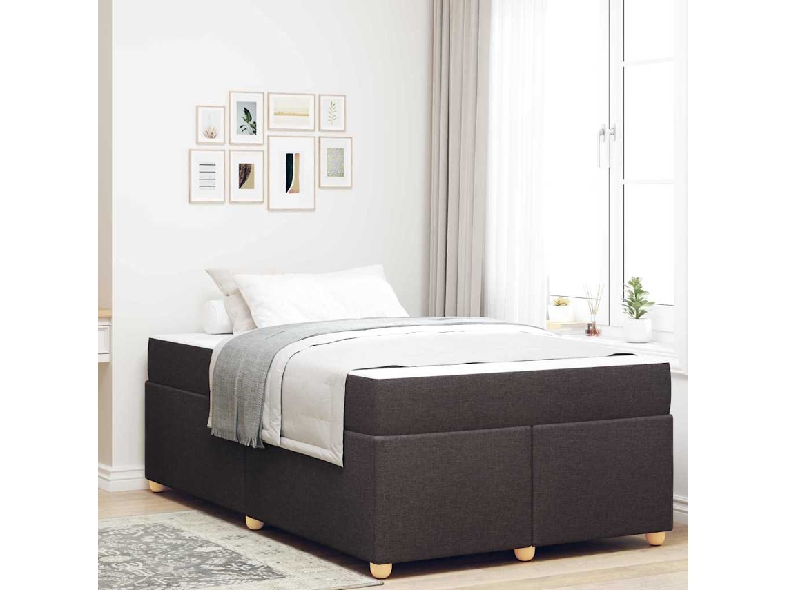 Vidaxl Estrutura Da Cama Com Colchão Marrom Escuro 120 X 200 Cm Tecido