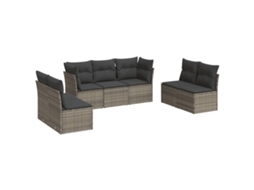 Conjunto de 7 Sofás para Jardim com Almofadões Vime Pe Cinzento MAISON EXCLUSIVE (7 pcs)