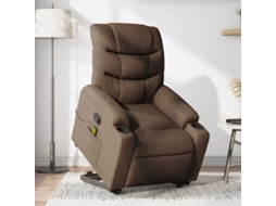 Vidaxl Poltrona Reclinável Massagens Tecido Castanho