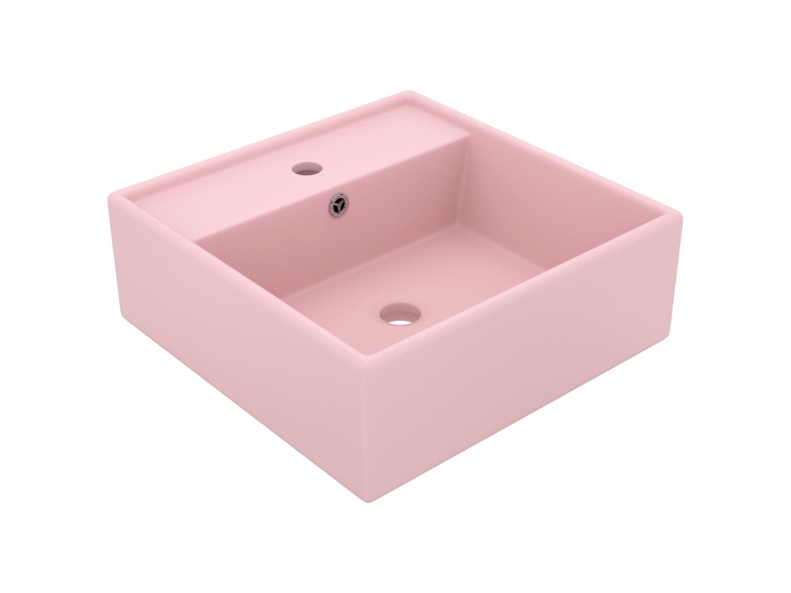 Vidaxl Lavatório Luxuoso Quadrado 41x41 Cm Cerâmica Rosa Mate