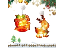 2 pacotes de luzes de Natal com ventosas, operadas por bateria, para decoração de janelas | S/MARCA