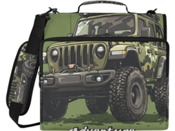 Bolsa Organizadora Fichário Em Camuflagem Verde, Com Zíper, 3 Suportes Argolas E Bolsos Resistentes À Água