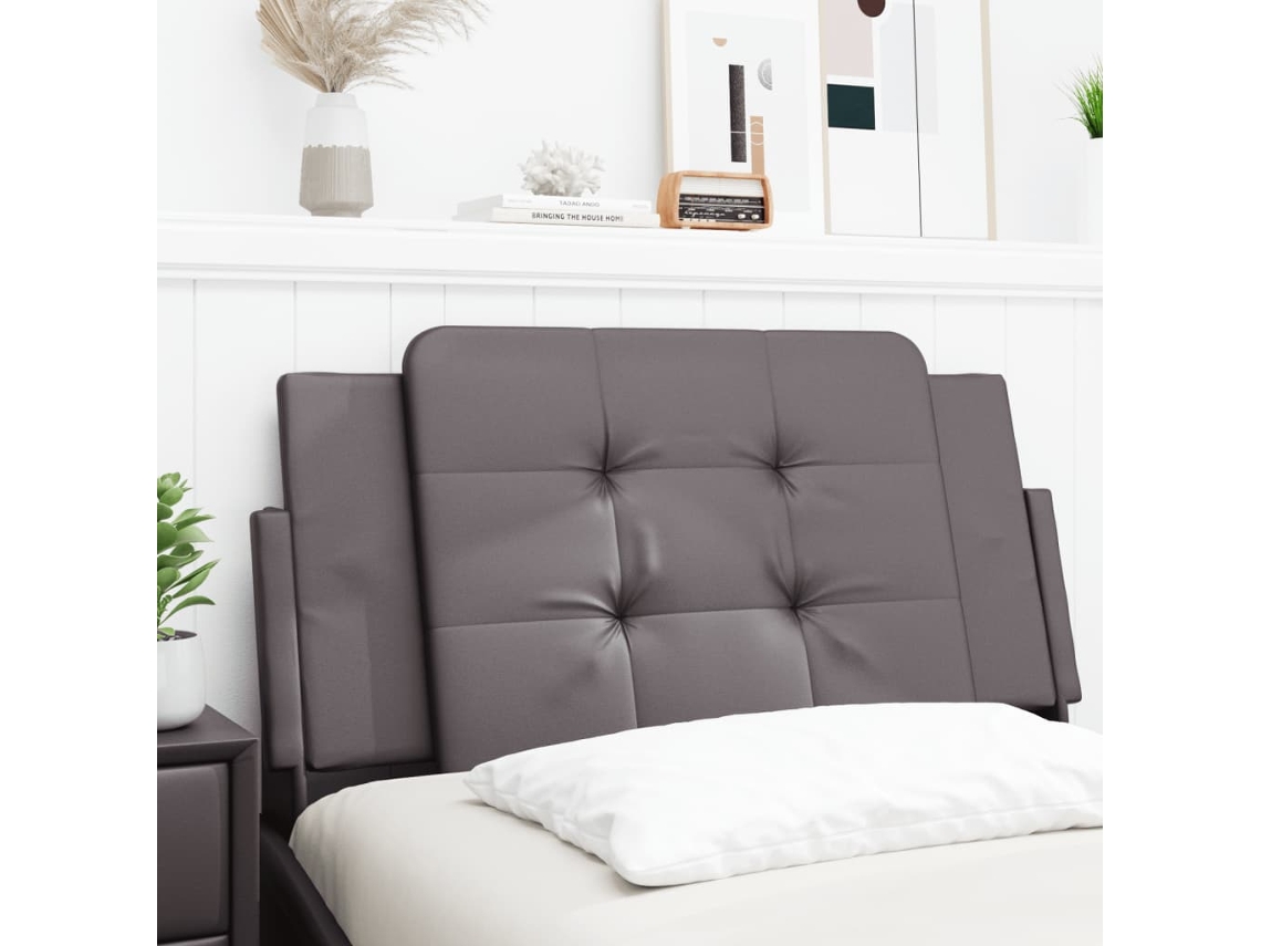 Vidaxl Almofadão De Cabeceira Zadar 100 Cm Couro Artificial Cinzento