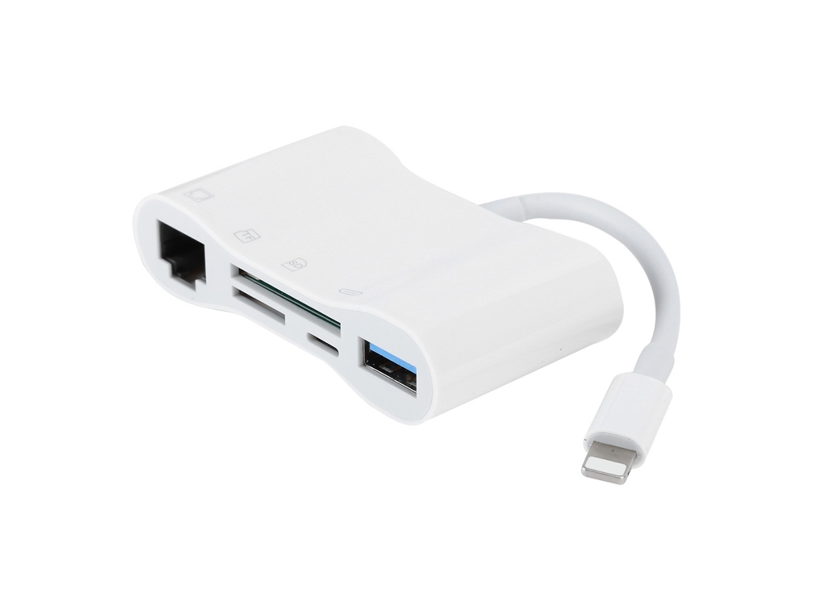 Adaptador Nk 1034 5 Em 1 Para Ios Para Leitor De Cartão Rj45 Otg Para Celular
