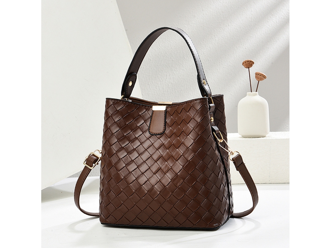 Mala De Ombro De Mulher Bolsa De Tecido Pu Cor Café Cuich