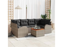 Vidaxl Conjunto De Sofá De Jardim 7 Unid. Cinzeto Vime Pe