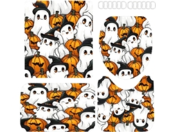 Conjunto De Cortinas De Chuveiro Pretas Assustadoras Para O Halloween, Com Tapetes Antiderrapantes P Gokoco