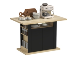 Ilha de Cozinha com Mesa de Jantar, Bancada Ampla, Capacidade para 4 Pessoas, Armário com 4 Portas, 110 X 70 X 75,5 Cm, Preta. ZENCORE SERVICES