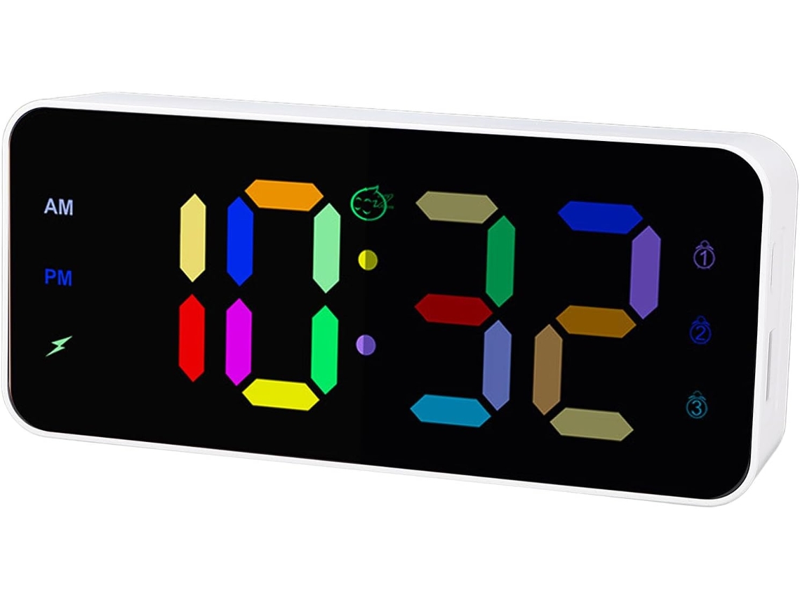 Relógio Espelho Com Tela Led Grande, Função Rgb Rec, Duas Portas Usb, Suporte Para Mesa Ideal Para Q Gokoco