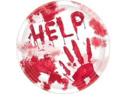 Nova Line pratos de Papel Redondos Amscan Bloody Good Time 7", Branco/vermelho, 18 Unidades