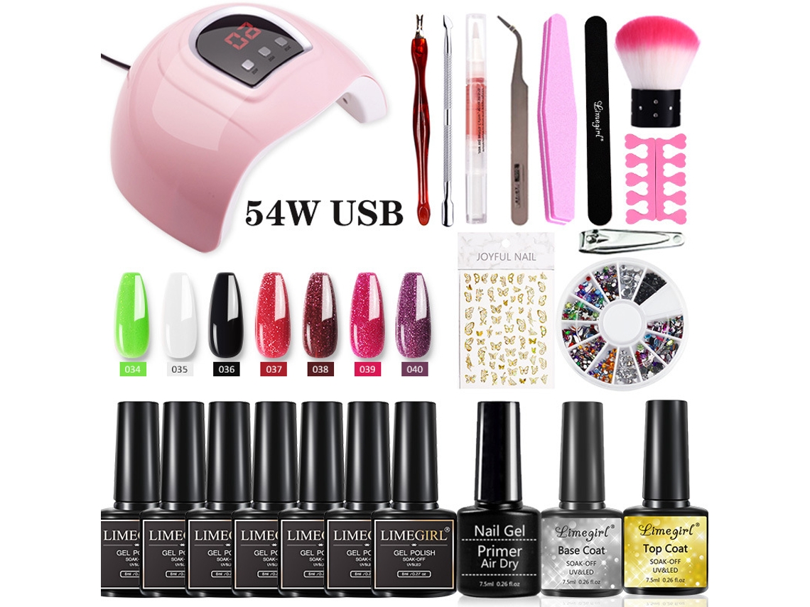 Kit De Lâmpada Uv/led Para Unhas E Esmalte Em Gel De 54w: Conjunto Completo De Ferramentas Para Iniciantes, Inclui Adesivos E Decorações Para Unhas.4-